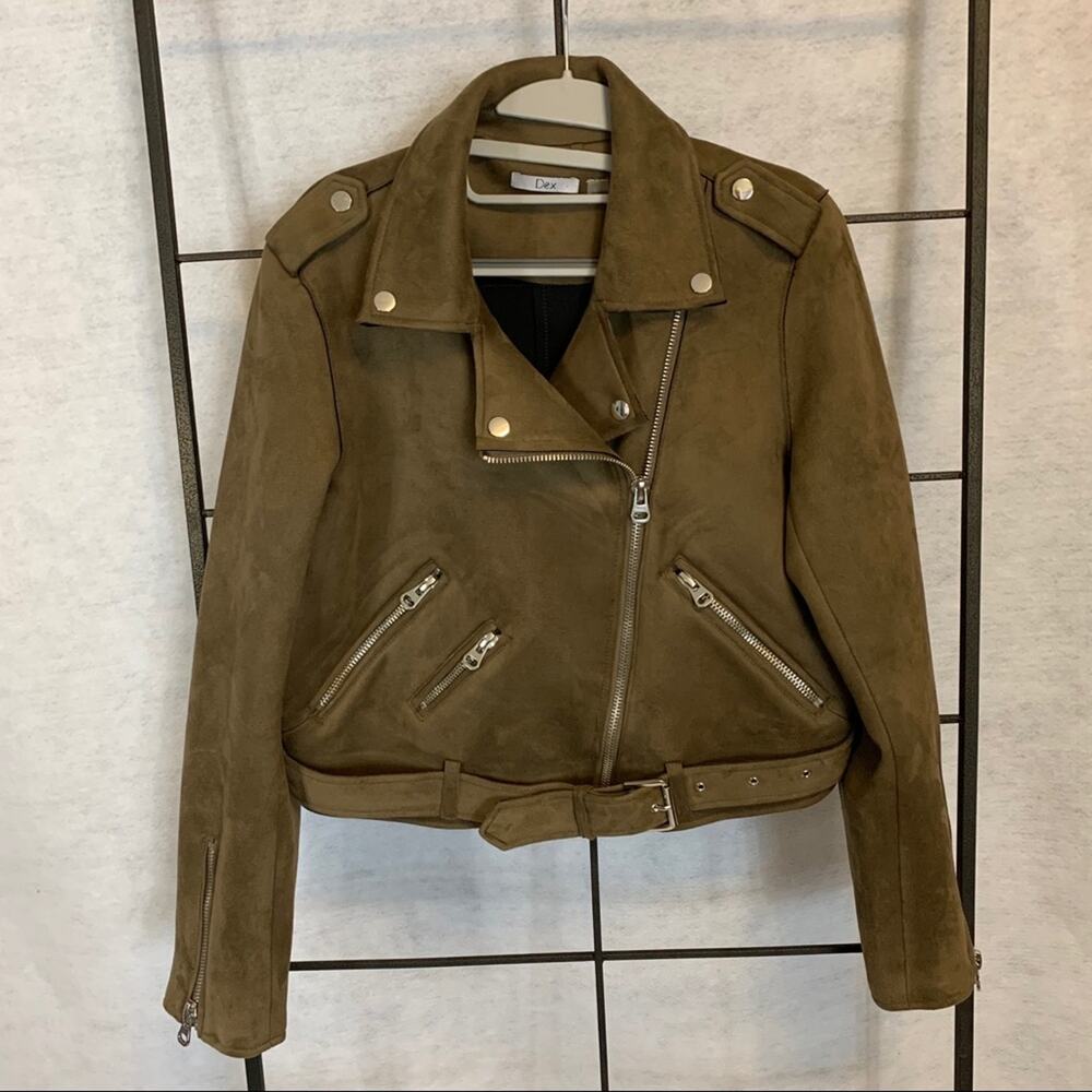 DEX Faux Suede Moto Jacket Women's Size‎ Medium